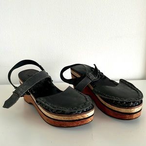 Vintage Free People Platform Woven Leather Sandals